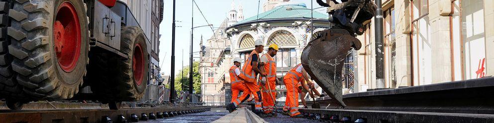 Werkzaamheden aan de trambaan