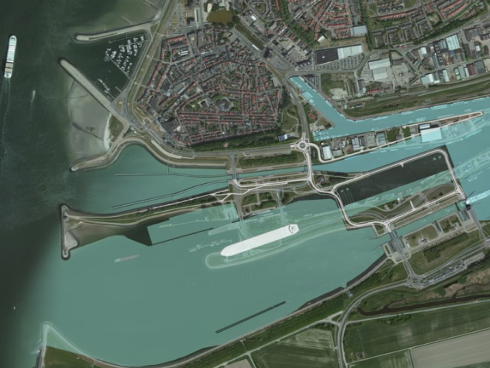 Luchtfoto van het gebied